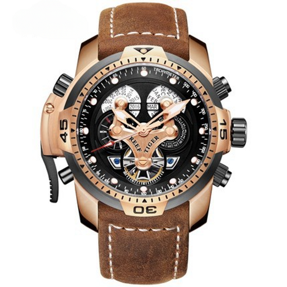 Reef Tiger Men's Automatic Mechanical Leather Watch 1