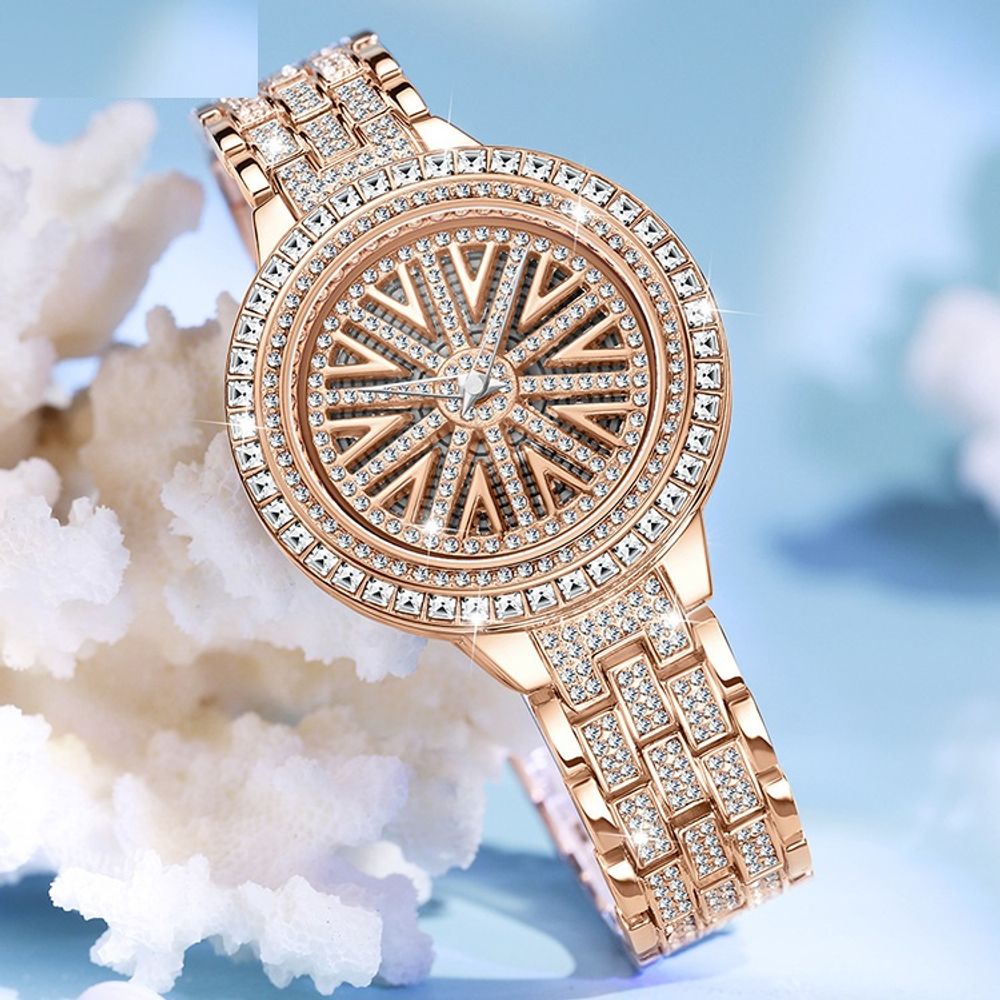 Rhinestone Ladies Spinning Quartz Watch 3