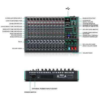 USB Audio Mixer Sound Board 7