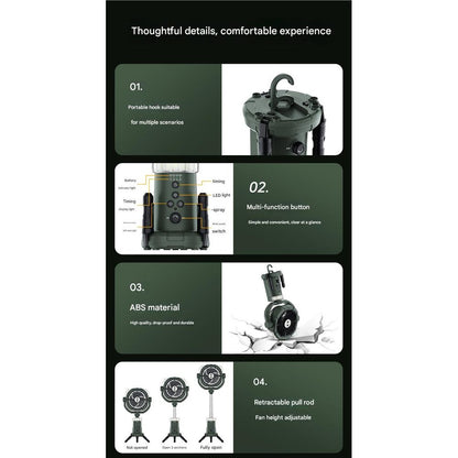 USB Charging Vertical Hanging Tripod Camping Spray Fan 9