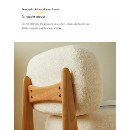 Wood Feet Alpaca Wool Living Room Single Sofa Chair 5