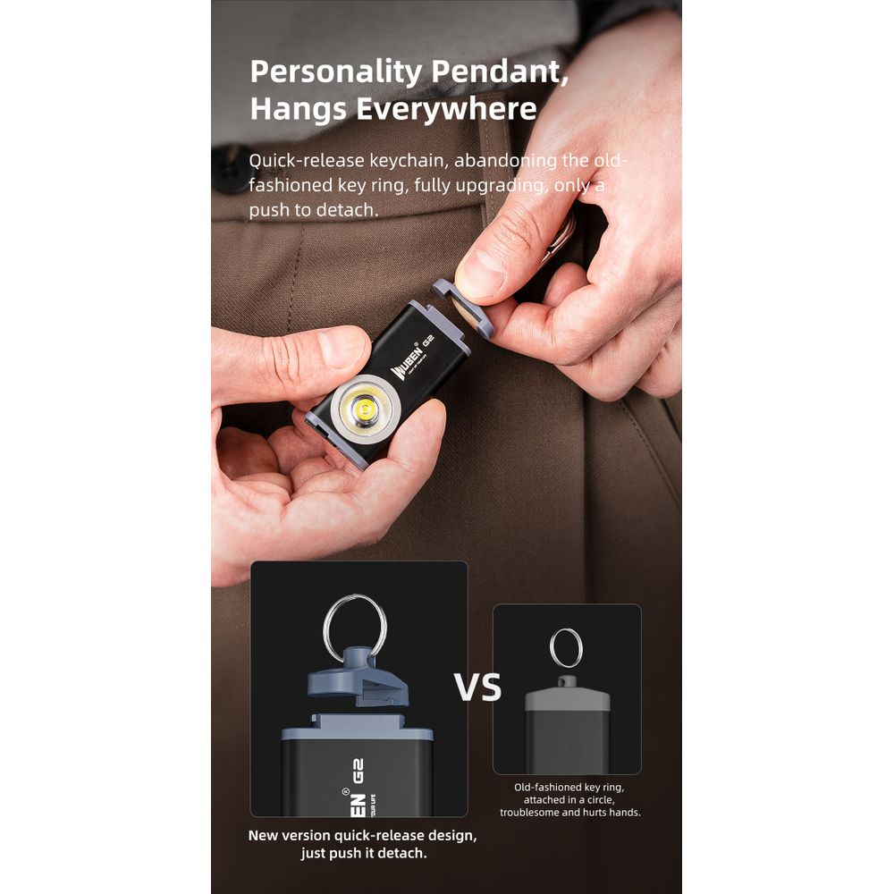 Wuben G2 Compact Fast-Charging EDC Key Light 5