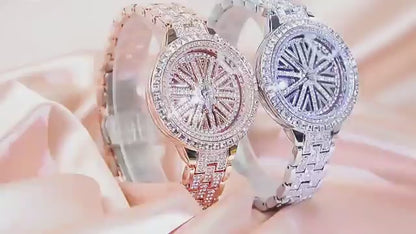 Rhinestone Ladies Spinning Quartz Watch